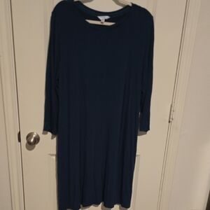 Time and Tru Blue Long Sleeve Crew Neck Dress